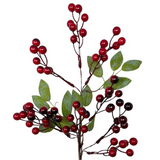 19" lodge berry pick with leaves in deep red