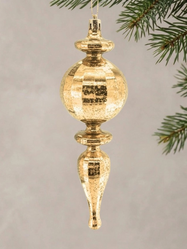Mercury Finish Rounded Plastic Finial 7.5" - Light Gold