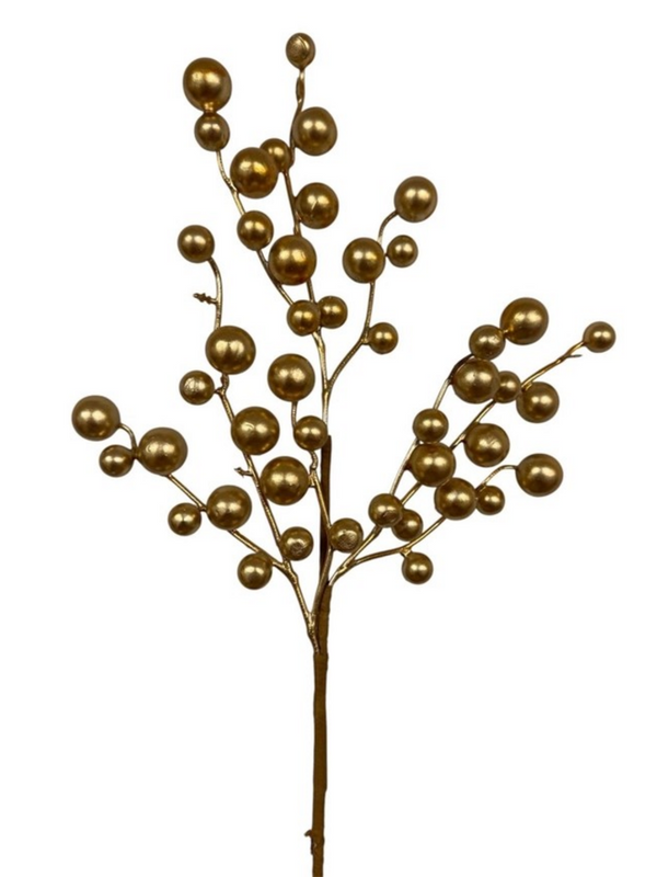 17" gold metallic christmas berry pick