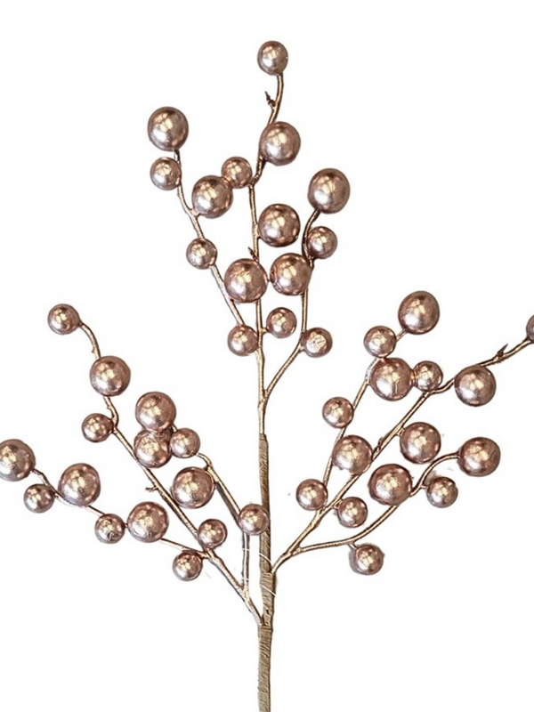 17" rose gold metallic christmas berry pick