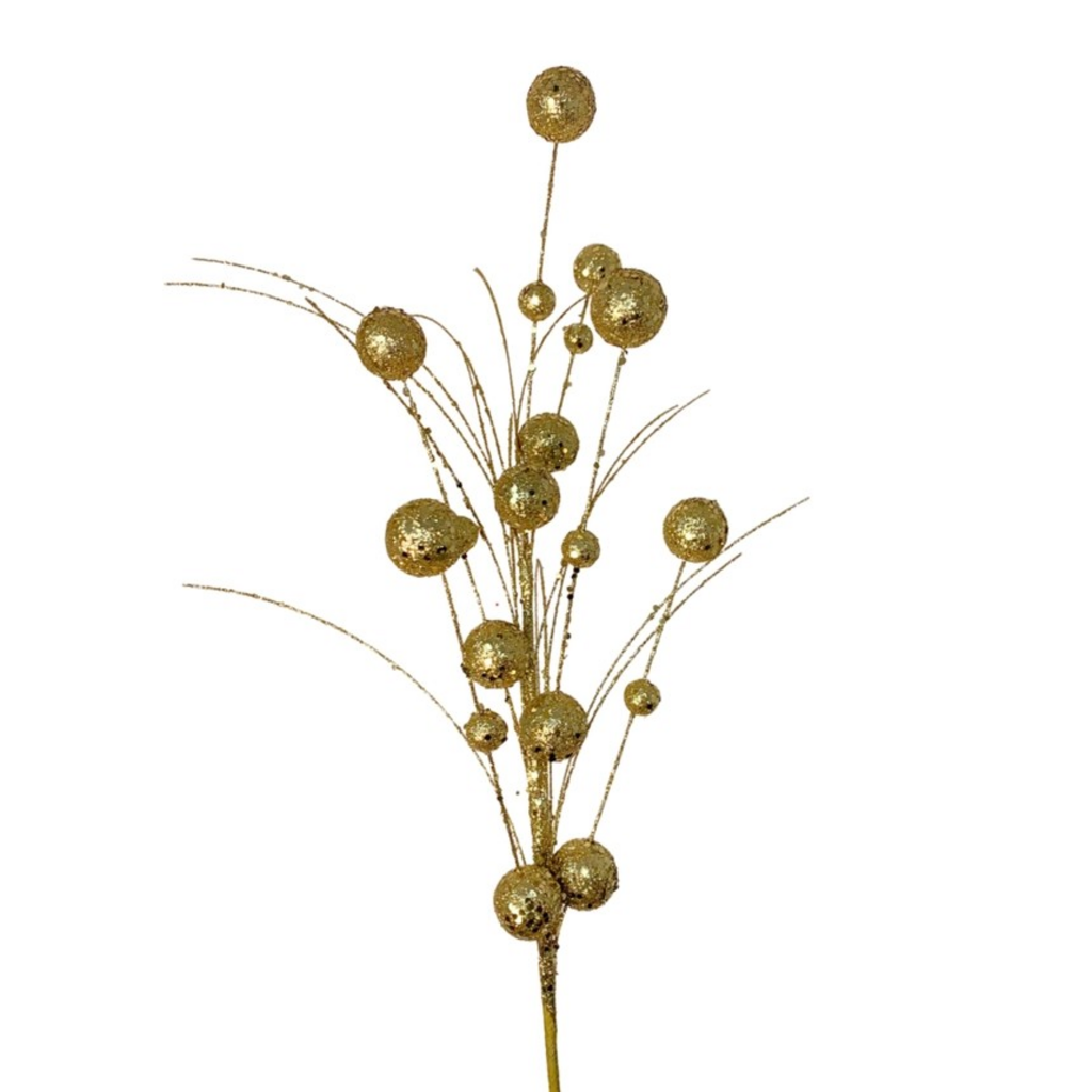 27" gold mixed ball glittered ball spray