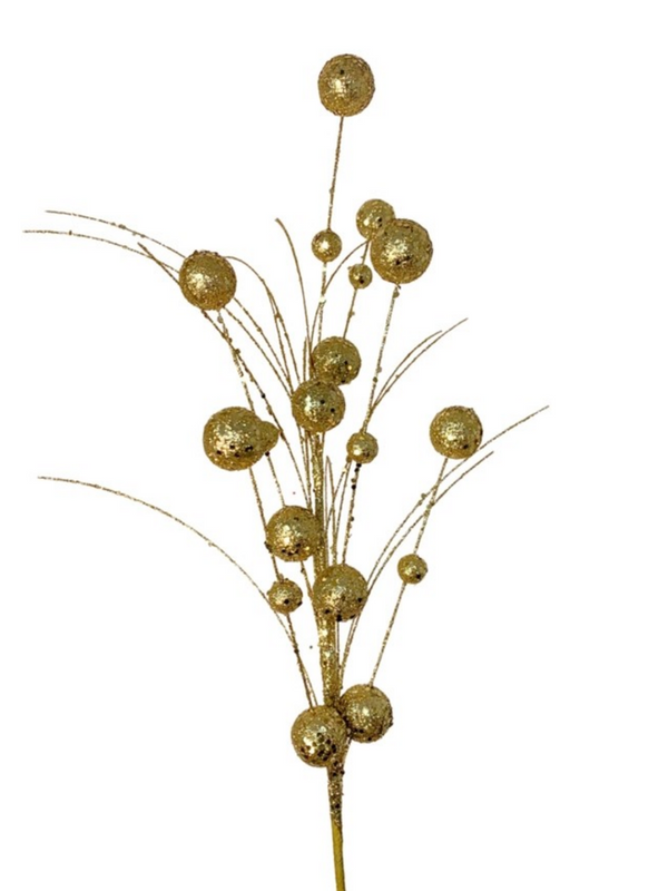 27" gold mixed ball glittered ball spray