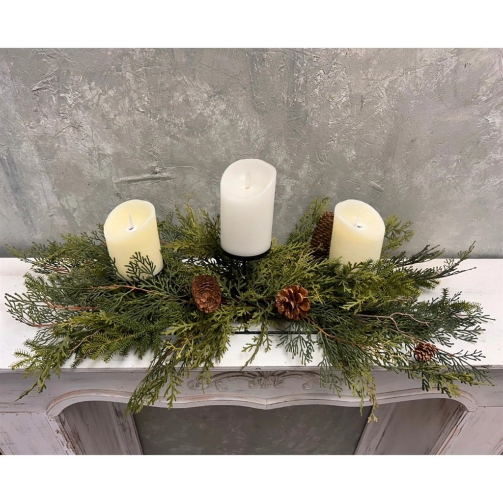 32" real touch mixed cedar centerpiece