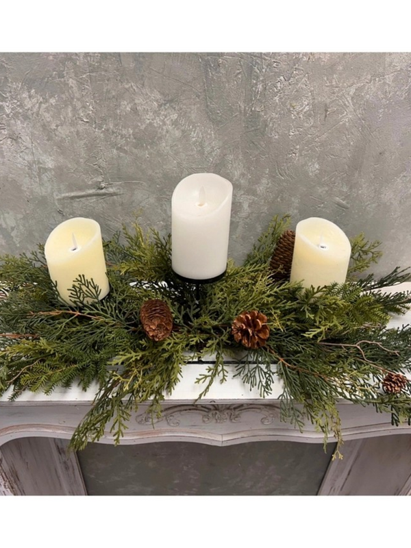 32" real touch mixed cedar centerpiece