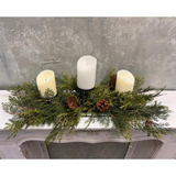 32" real touch mixed cedar centerpiece