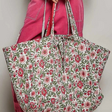 multi pink ribbon tie floral jumbo tote bag