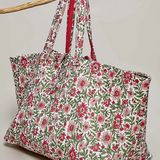 multi pink ribbon tie floral jumbo tote bag