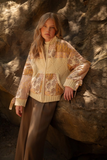 multi blush patchwork knit zip jacket