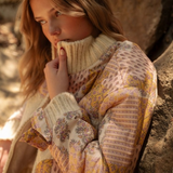 multi blush patchwork knit zip jacket