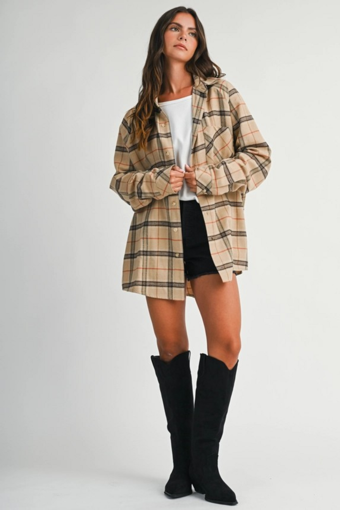 latte plaid flannel shirt