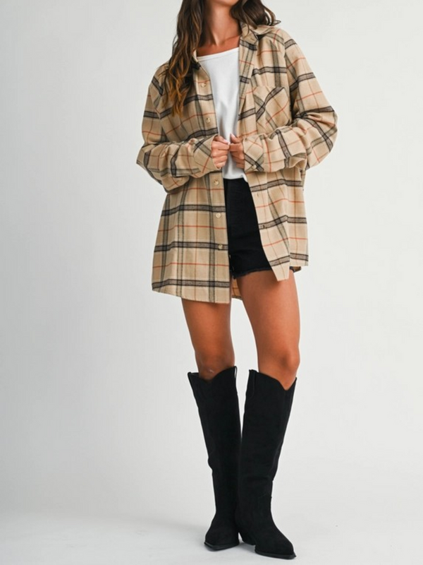 latte plaid flannel shirt