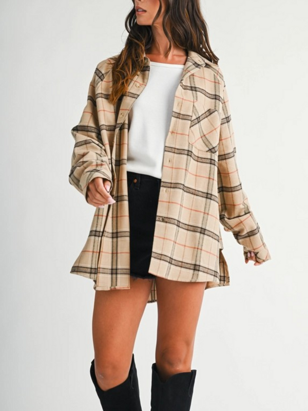 latte plaid flannel shirt