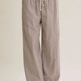 mocha mixed stripe wide leg pants