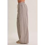 mocha mixed stripe wide leg pants