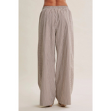 mocha mixed stripe wide leg pants