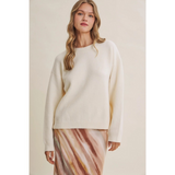 cream & caramel open back gingham bow sweater