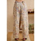 vintage floral cotton drawstring pants