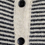 multi black striped fold over collar button front cardigan