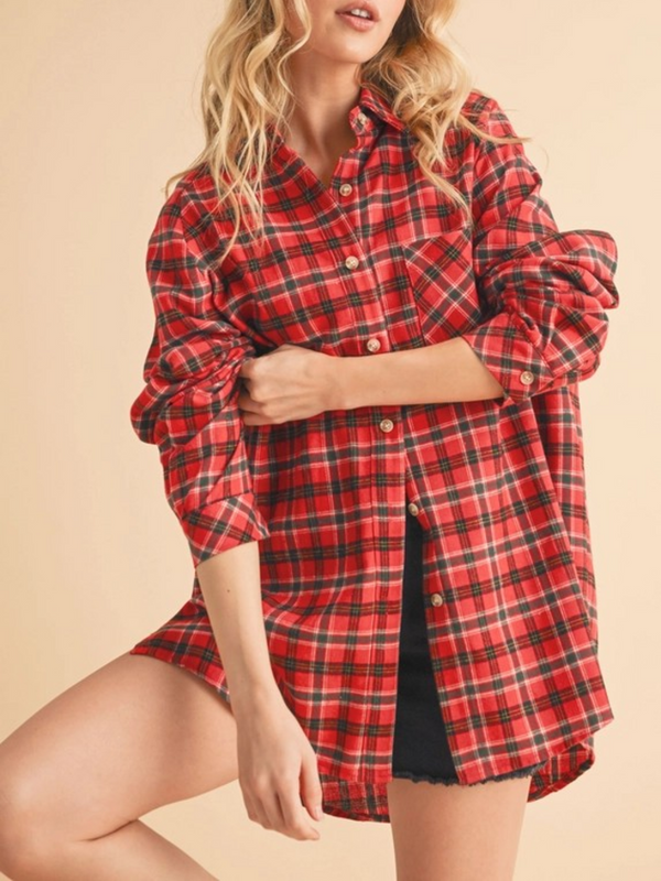 red plaid flannel shirt