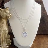 silver tone moon phase relic layered coin togglr necklace