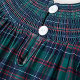girls plaid smocked dress with puff sleeves