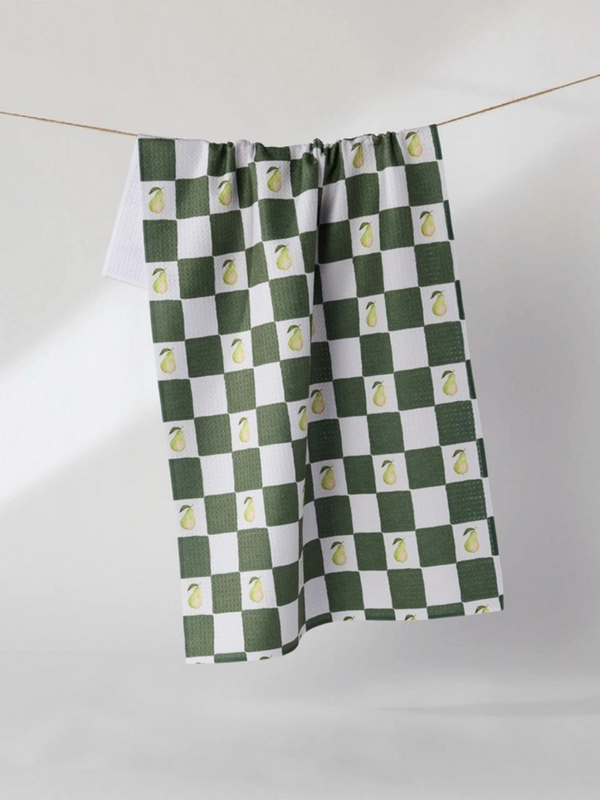pear checker tea towel
