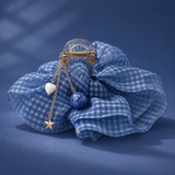 blueberry charm gingham mesh hair claw