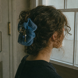 blueberry charm gingham mesh hair claw
