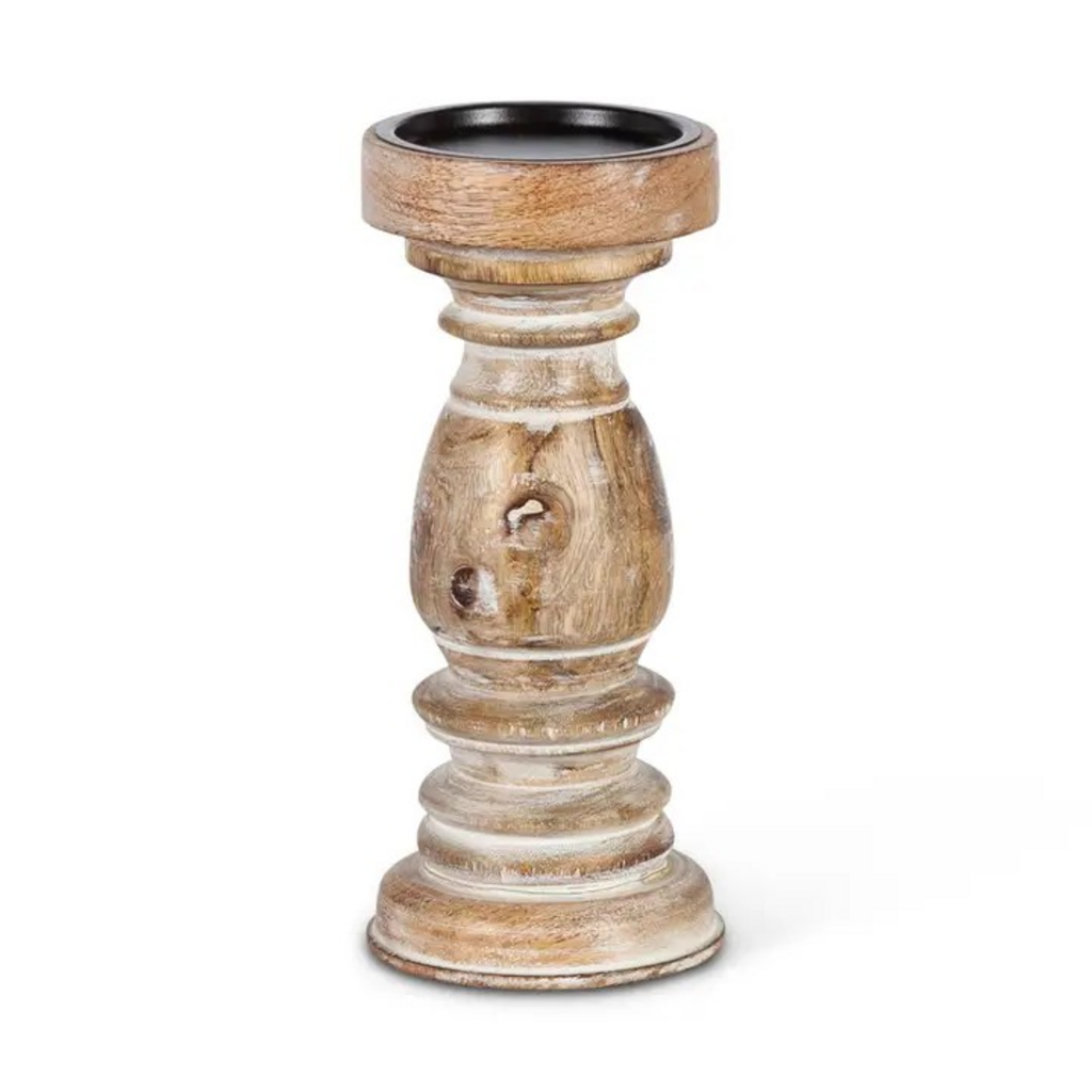 Wood Pillar Holder, 9"