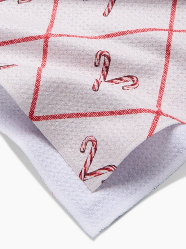 festive candy canes tea towel