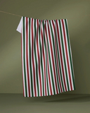 ribbon green and red tea towel