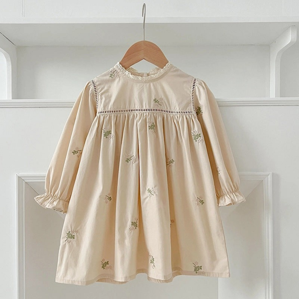 long sleeve embroidered dress