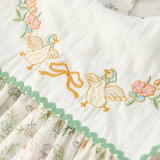 vintage floral duck embroidered dress