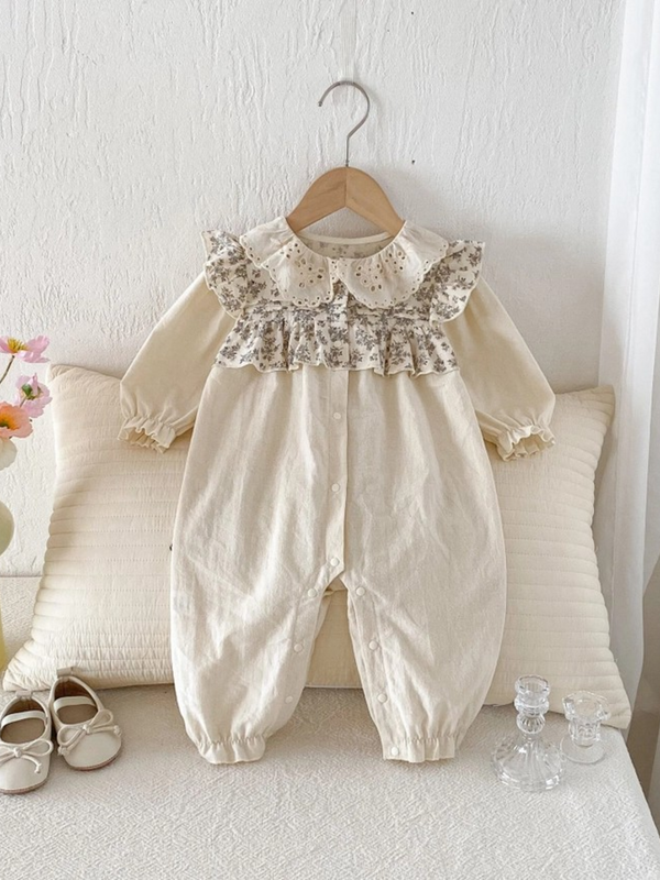 baby floral ruffle eyelet jumpsuit romper