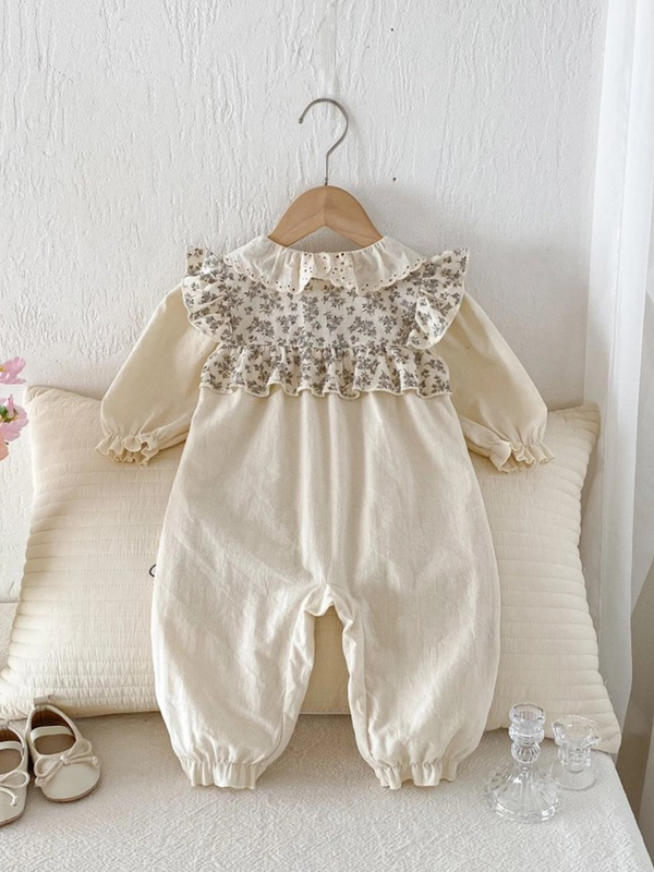 baby floral ruffle eyelet jumpsuit romper