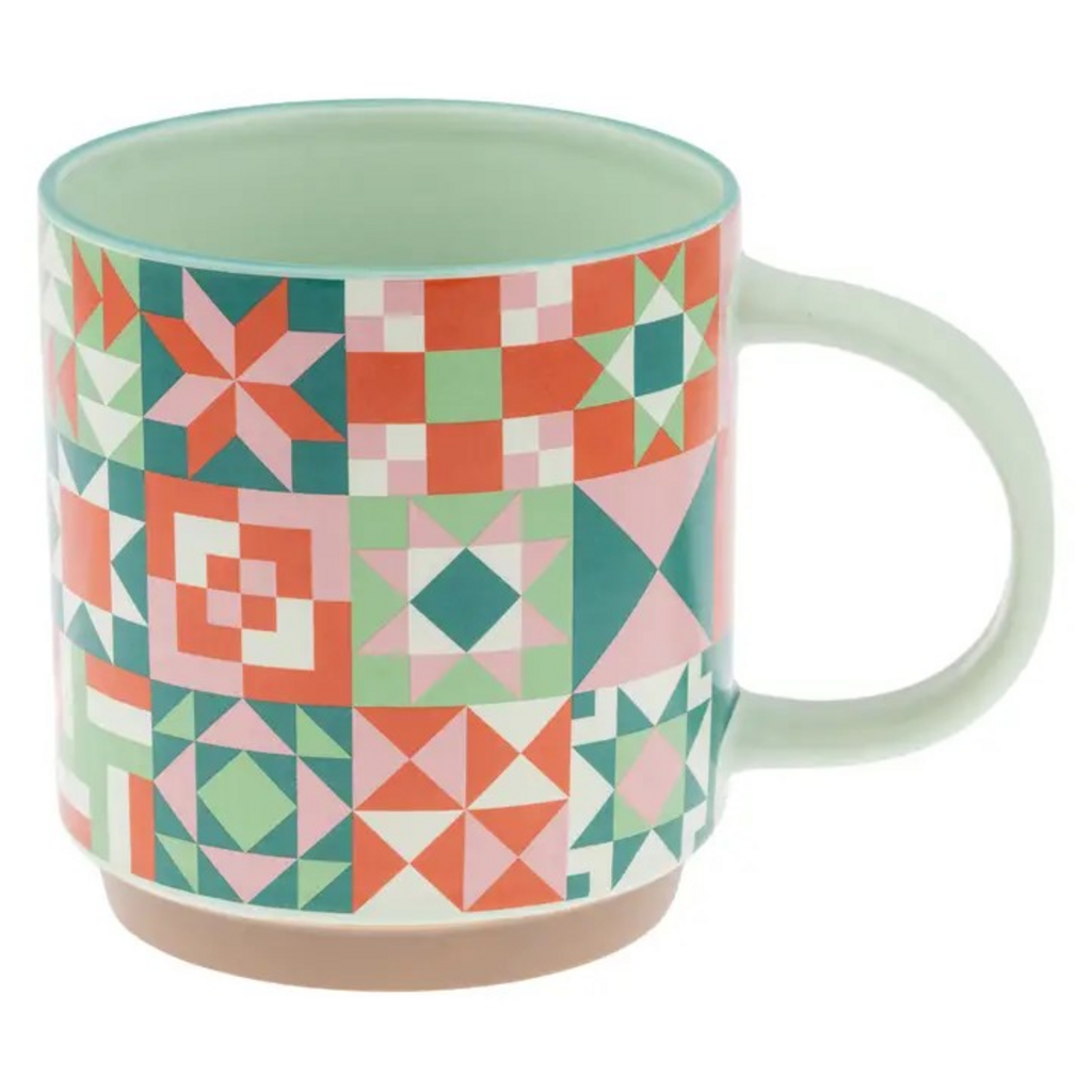quilt block ceramic mug