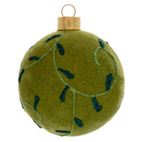 green felted vine ball glass ornament