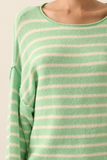 aquamarine and cream striped sweater
