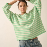 aquamarine and cream striped sweater