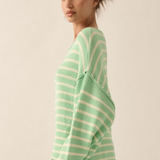 aquamarine and cream striped sweater