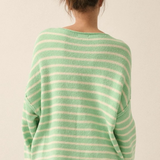 aquamarine and cream striped sweater