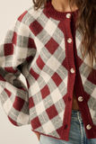 Plum Plaid Cardigan Sweater
