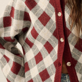 Plum Plaid Cardigan Sweater