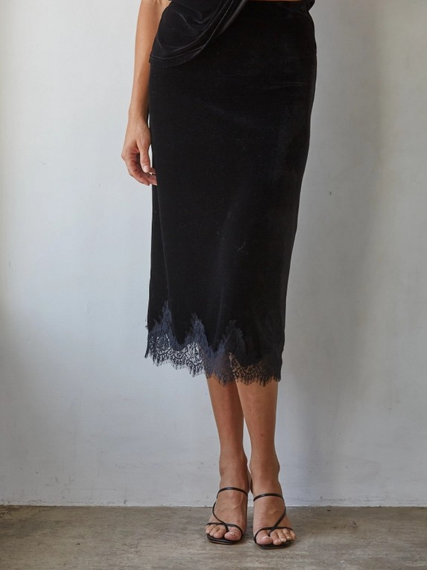 black spandex velvet mini skirt