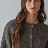 brown knit long sleeve sweater cardigan