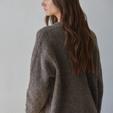 brown knit long sleeve sweater cardigan