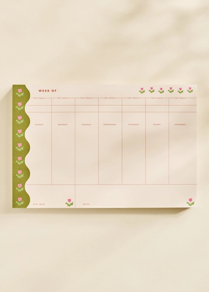 garden border weekly planner notepad