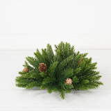 11" half sphere evergreen spruce with birchcone