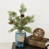 15" pick soft touch evergreen cedar with birchcones