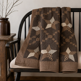 Black Tan Star Quilted Throw 50x60 Farmhouse Star